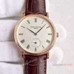 Swiss Copy Patek Philippe Calatrava Watch Rose Gold Brown Leather 38mm